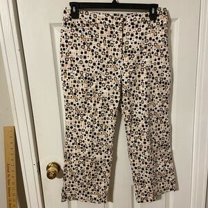 Printed Cream Geometric Cropped Pants